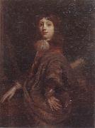 Portrait of a young boy three-quarter length,wearing a  red jacket and an ochre mantle unknow artist